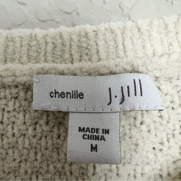 J.Jill White Chenille Cable Knit Sweater Size M Cozy Preppy Capsule - Picture 5 of 7